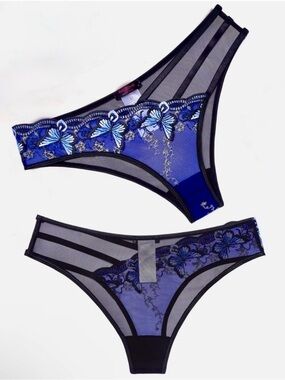 🦋 NEW Mesh Strappy Butterfly Embroidered Panties Size Medium